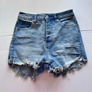 We The Free Womens Size 25 Blue Frayed Jean Shorts